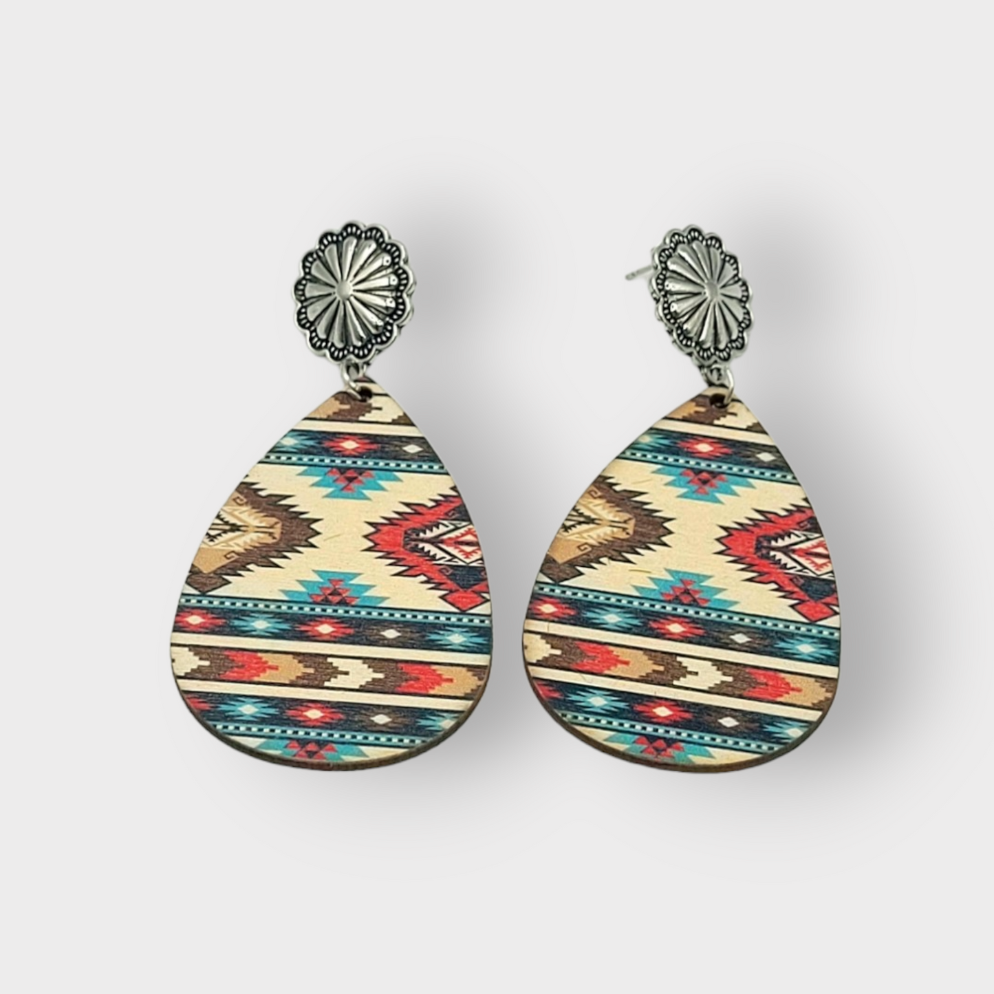 Bohemian Southwestern Western Aztec Concho Earrings