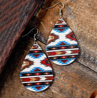 Bohemian Southwestern Lightweight Aztec Leather Earrings
