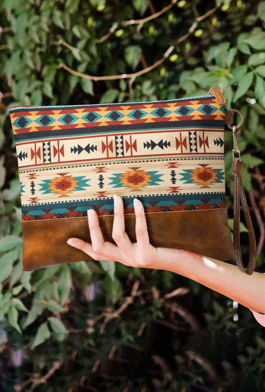Multicolor Western Aztec Print Clutch / Handbag