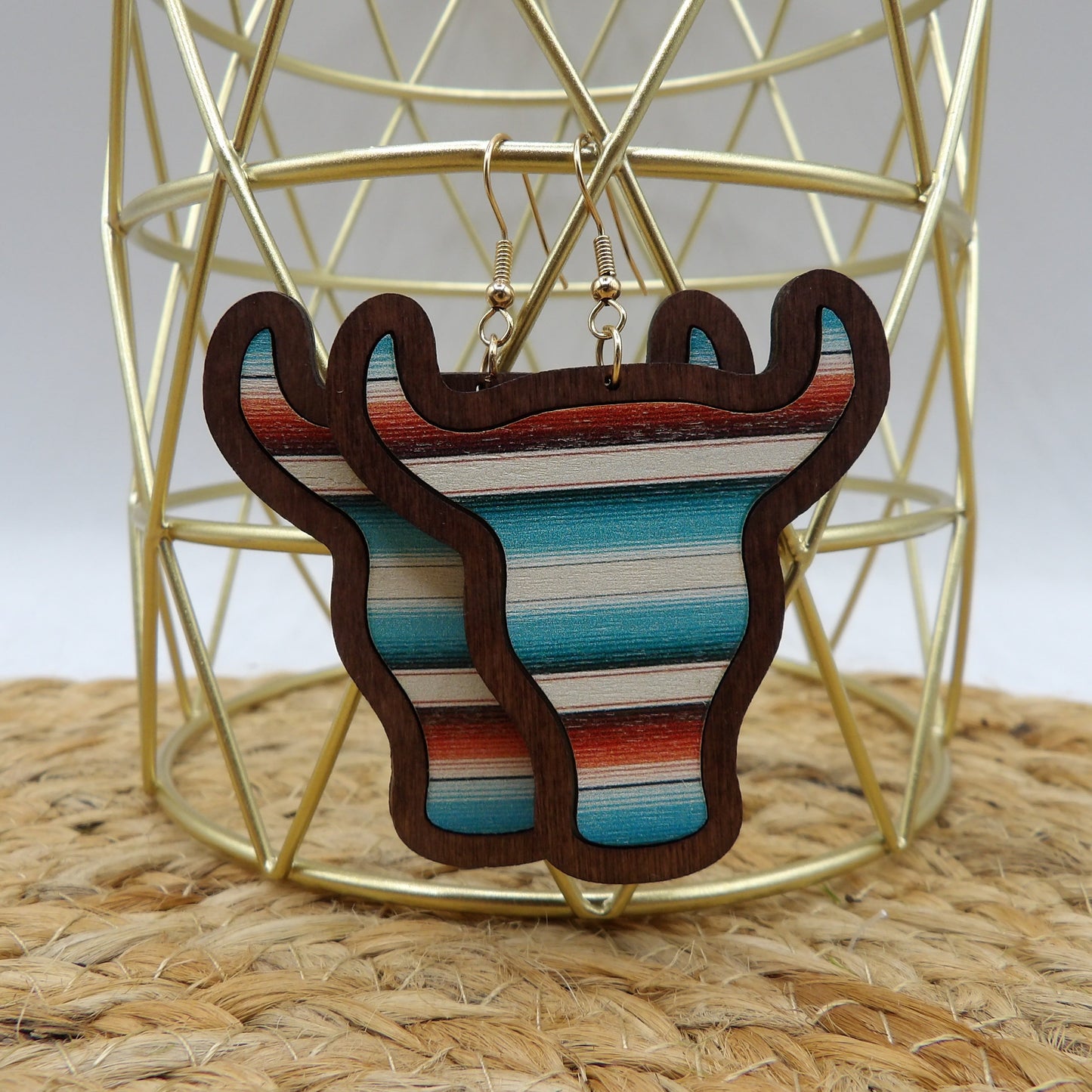 Retro Cowboy Aztec Style Wooden Bohemia Earrings