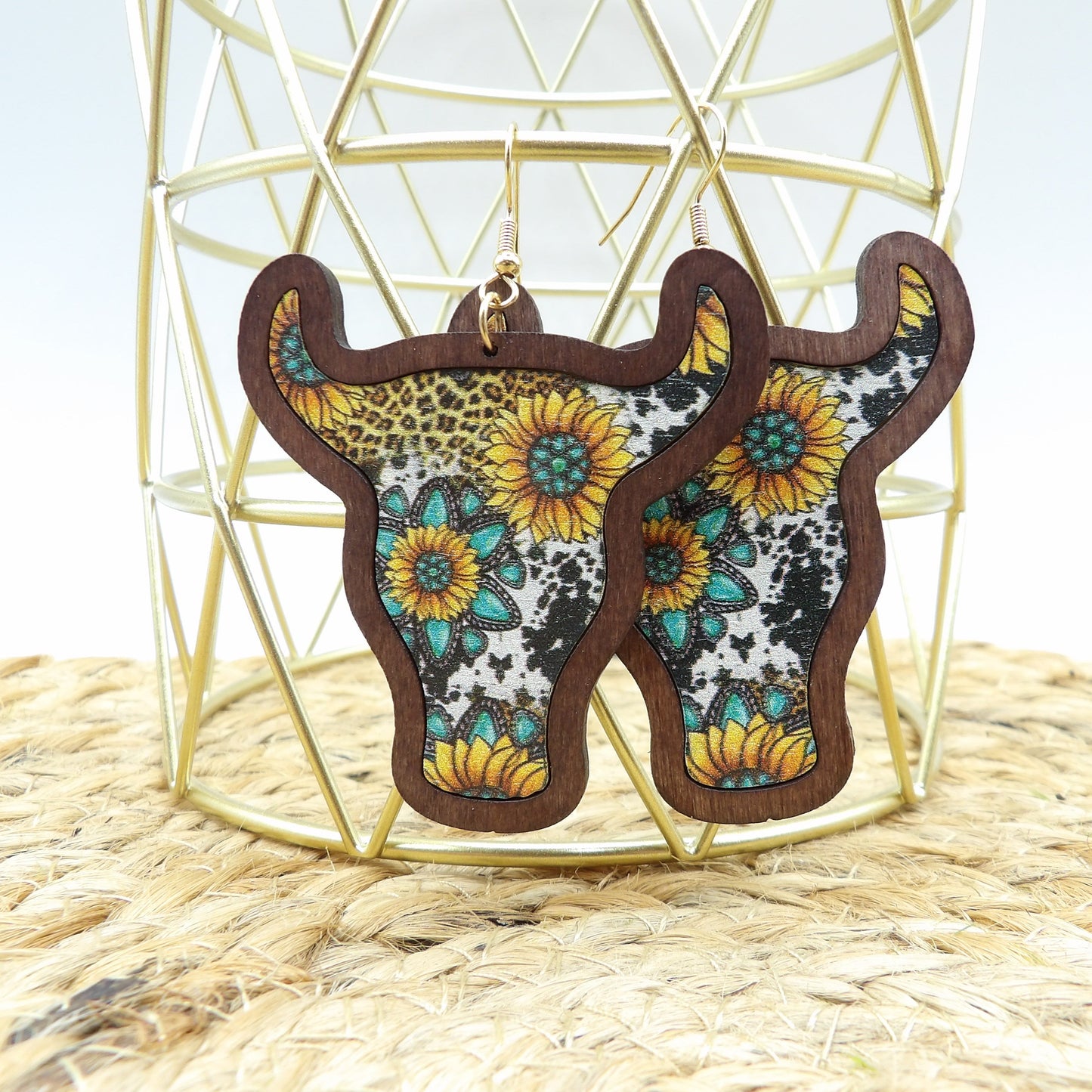 Retro Cowboy Aztec Style Wooden Bohemia Earrings