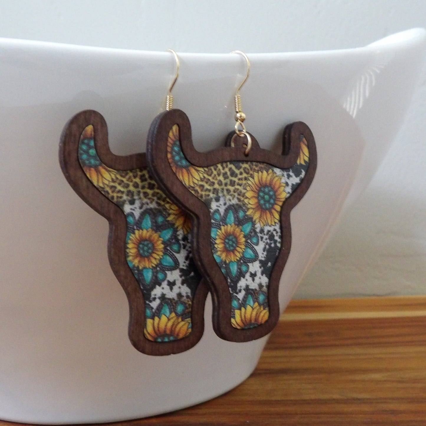 Retro Cowboy Aztec Style Wooden Bohemia Earrings