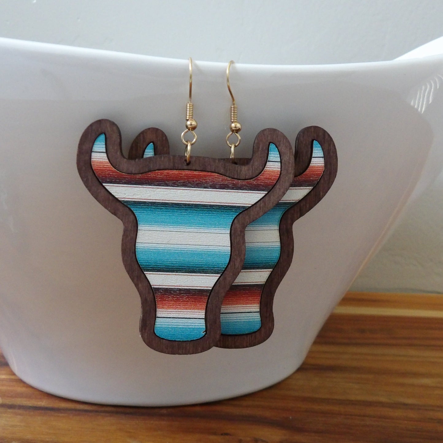 Retro Cowboy Aztec Style Wooden Bohemia Earrings