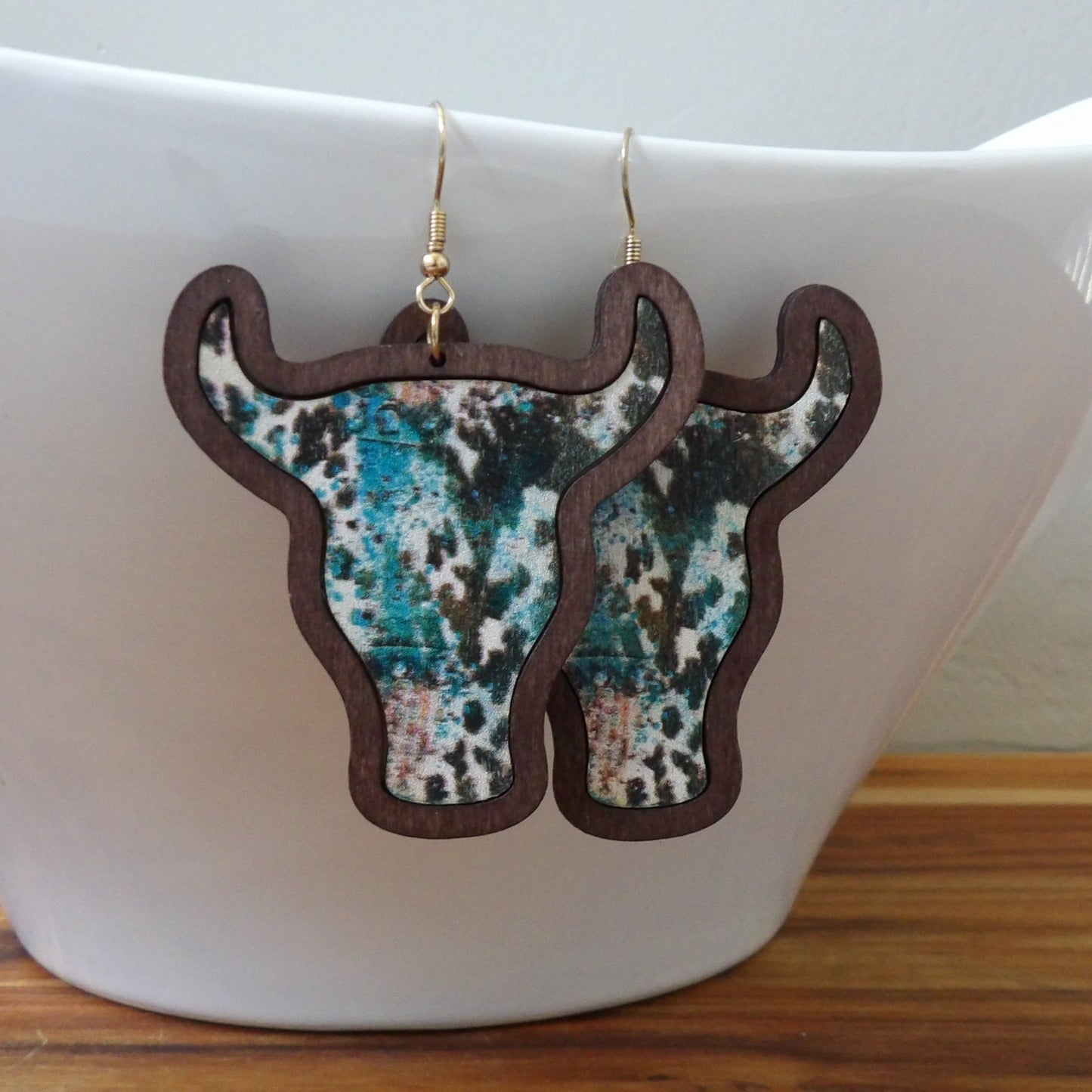 Retro Cowboy Aztec Style Wooden Bohemia Earrings