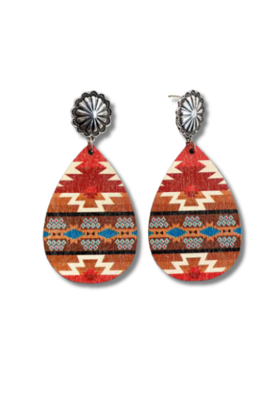 Bohemian Southwestern Western Aztec Concho Earrings