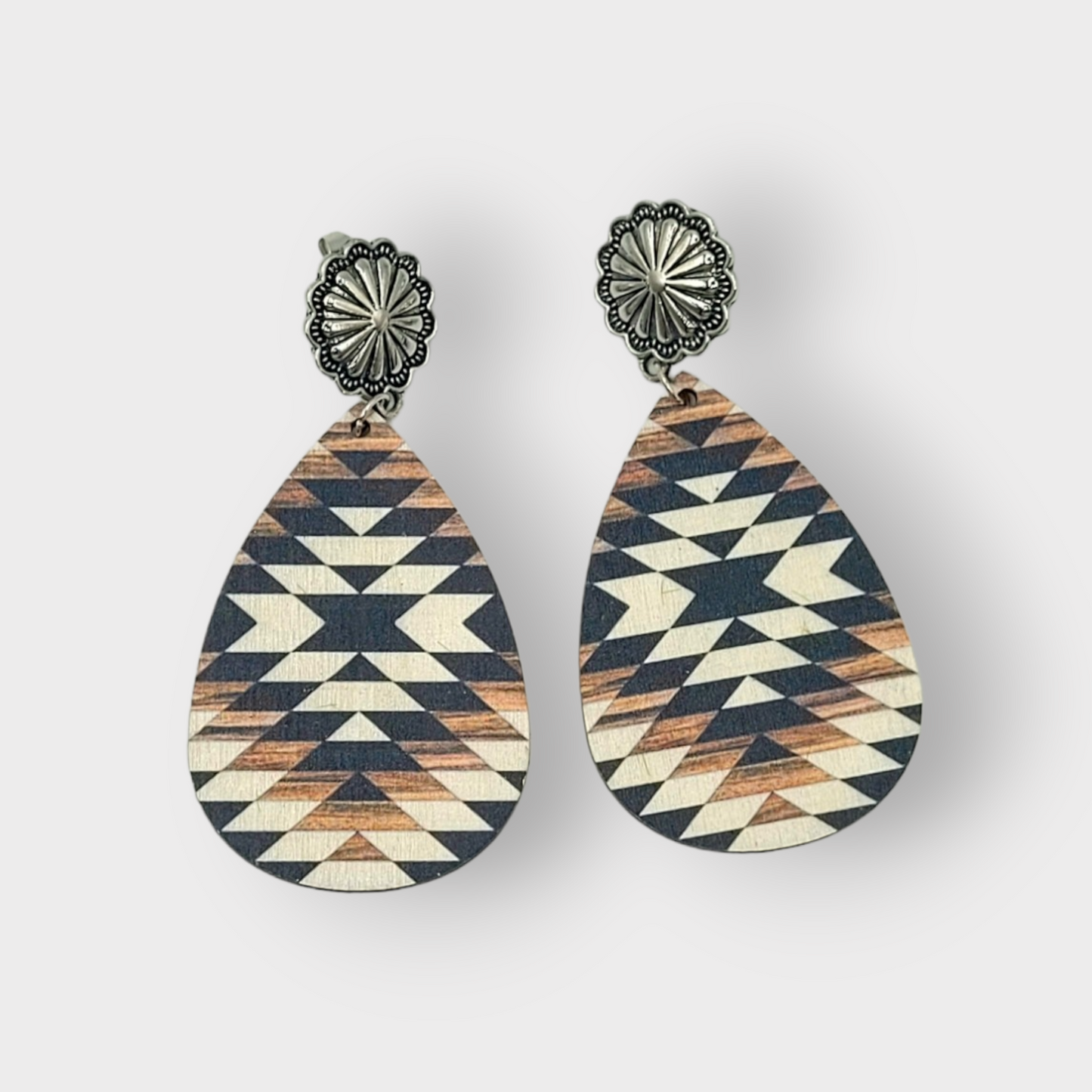 Bohemian Southwestern Western Aztec Concho Earrings