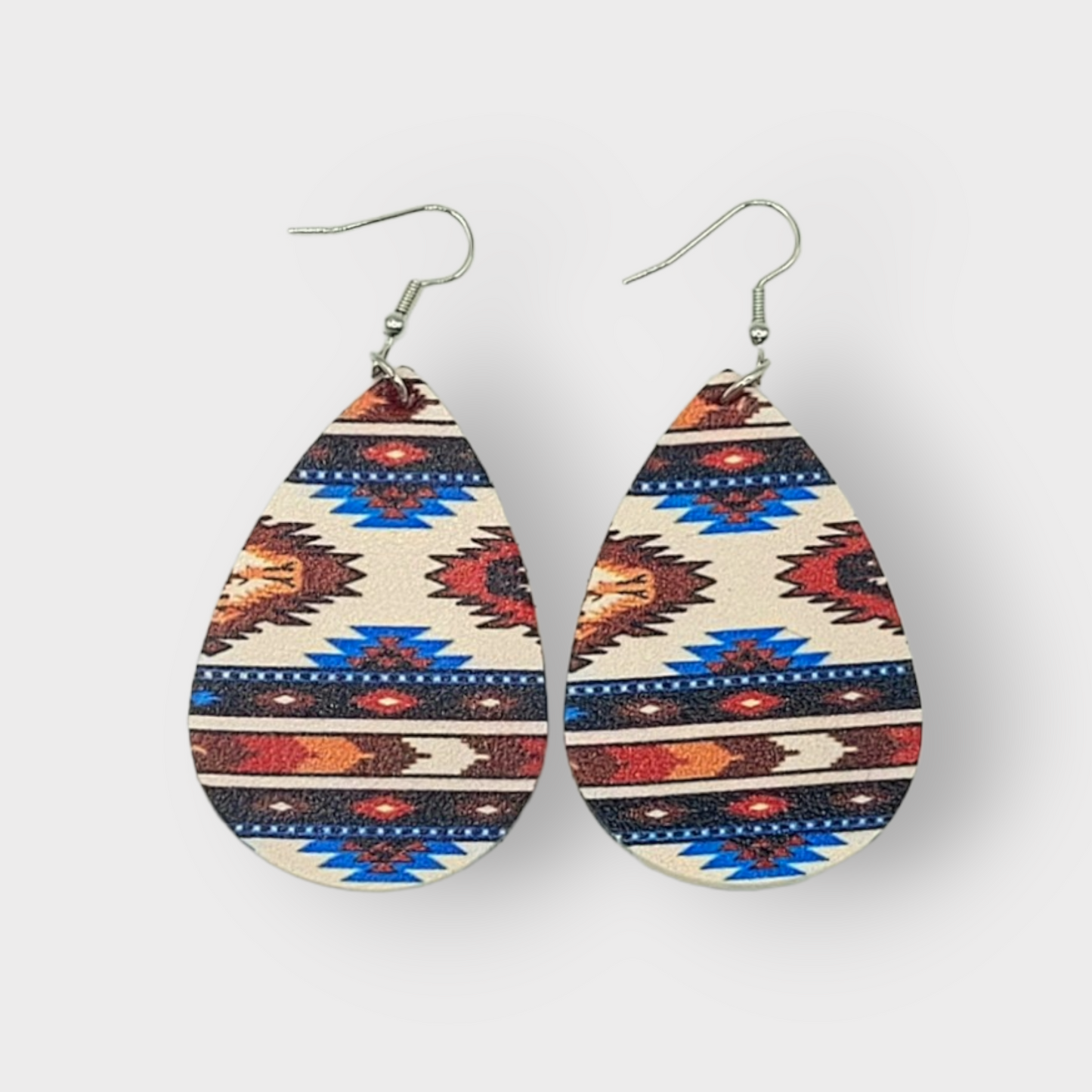 Bohemian Southwestern Lightweight Aztec Leather Earrings