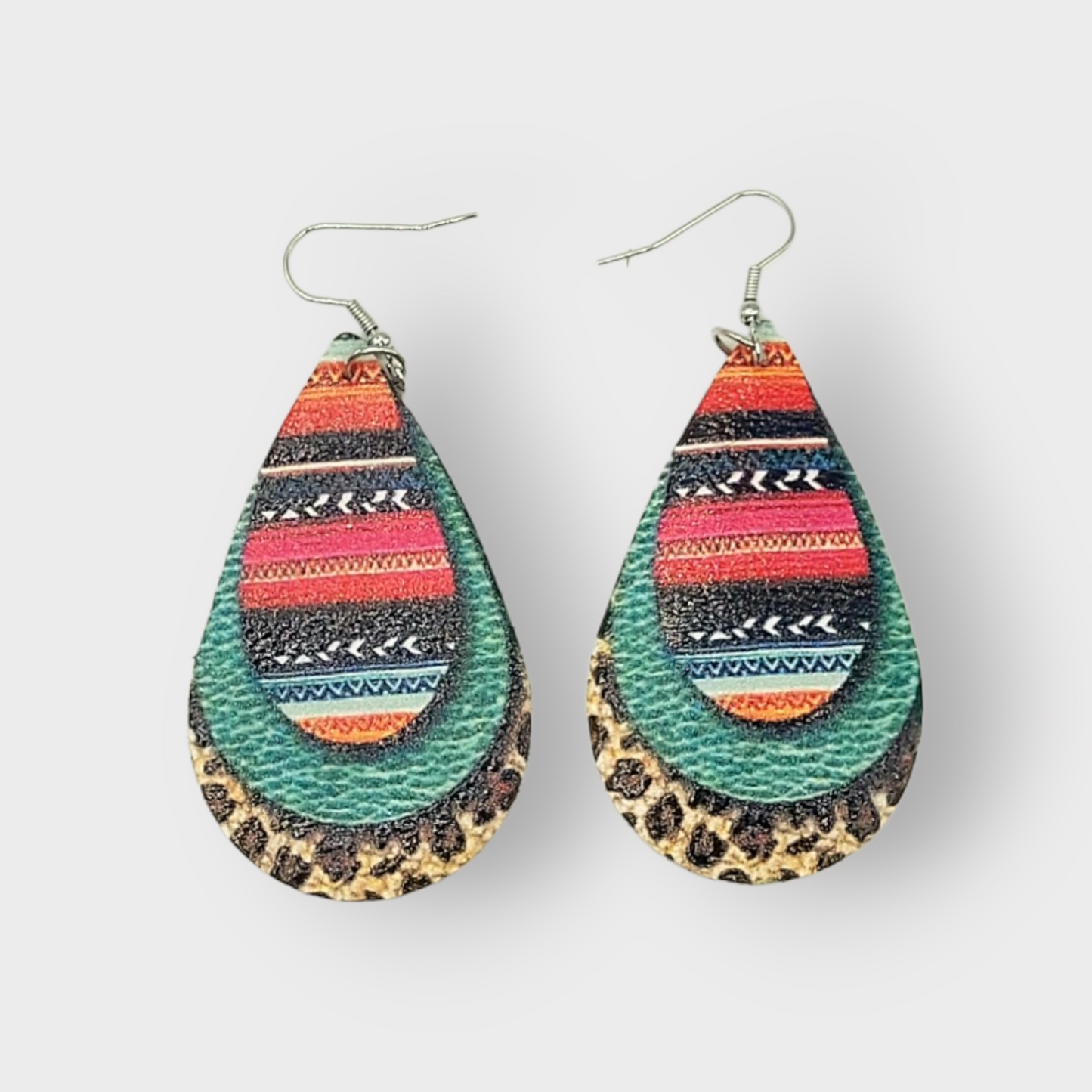 Bohemian Southwestern Lightweight Aztec Leather Earrings