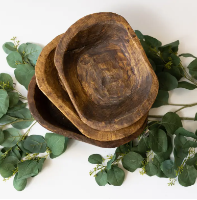 Artisan-Crafted Decorative Wood Bread Bowl: Rustic Elegance in Raw Wood