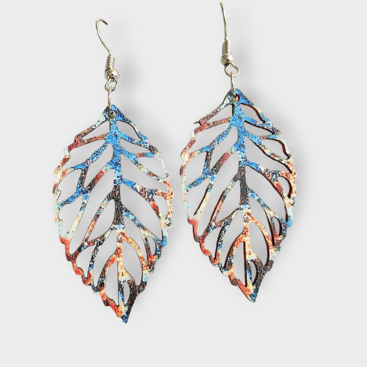 Fall Leaf Teardrop Wooden Earring