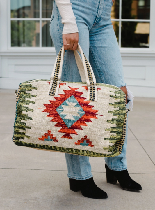 Southwestern Weekender Duffle Bag with Shoulder Strap- Perfect for Travel